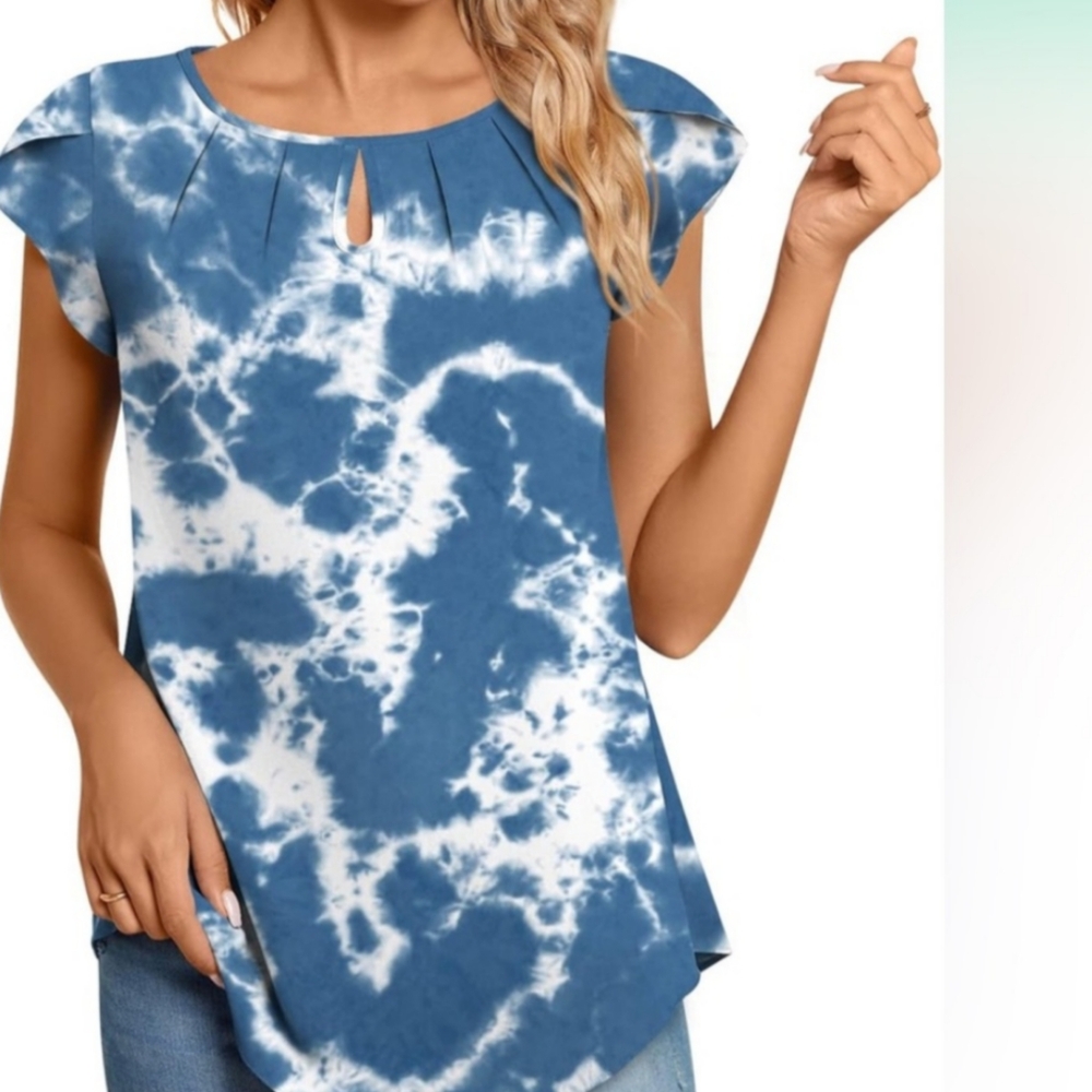 Tie dye petal sleeve blouse